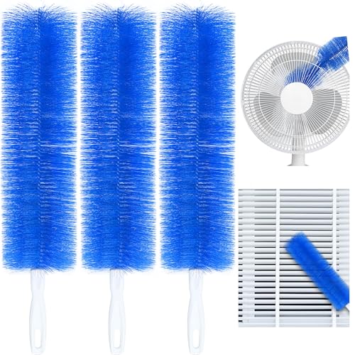Fan Cleaner Brush Bendable Fans Duster Reusable Dust Remover Plastic Dust Cleaner Flexible Microfiber Head Ceiling Brush for Fans Air Conditioning Home Car Vents Curtain Box Fan Shutters, 3 Pcs