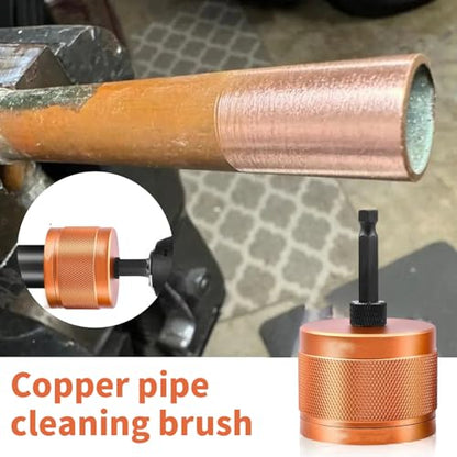 1/2" & 3/4" Copper Pipe Cleaner Set for Drill,Plumbing Tools for Removing Rust, Stains & Paint from Copper & Metal Pipes, with 1/4" Hex Shank & 6 Brush Blades & 2 Pipe Cleaning Brush