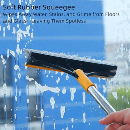 Yuguz Floor Scrub Brush, Deep Cleaning Brush with Scraper, Stand up Grout Brush, Grout Cleaning Brush for Tile Floors, Grout Brush with Long Handle, Scrub Brush with Stiff Bristles(39.37in) (Green) - color: Green