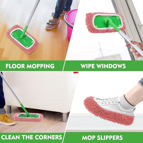 Reusable Microfiber Mop Pads Compatible with Swiffer Sweeper Mop - Dry Sweeping Cloths & Wet Mopping Cloths - Washable Wet Pads Refill for Mopping Floors, 6 Pack (Mop is not Included) - color: 6 Pack (Pink)