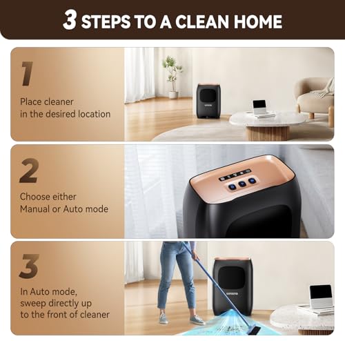 GAVASTO Pro Touchless Vacuum Automatic Dustpan - Ultra Fast & Powerful - Great for Sweeping Salon Pet Hair Food Dirt Kitchen, Canister Vacuum Cleaner Trash Can, Bagless, Auto Sensors, 1500 Watt-Black - color: Black With Acc