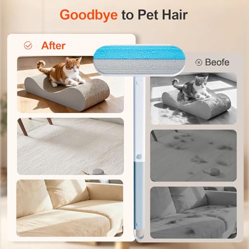 Pet Hair Removal Tool for Furniture, 3 in 1 Cat and Dog Hair Removal Tool, Suitable for Use on Furniture, Carpets, Clothing, and Bedding, Durable, Reusable, Washable, Grey, 1 Pcs