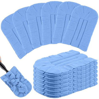 Zubebe 12 Pcs Duster Refill Reusable Fleece Duster Refills Feather Flat Dusters Multi Surface Washable Cleaning Pads Tools for Home, Blinds, Car, Pet, Furniture, Fans (Blue) - color: Blue
