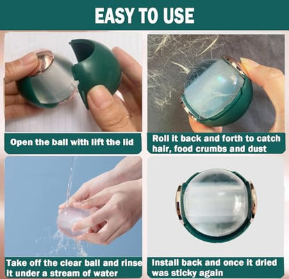 CALMTEE Reusable Gel Lint Roller Ball, Sticky Washable lint Roller Portable Small Dog Cat Pet Hair Lint Remover Tool for Clothes, Pocket Traveling Essentials - color: Green