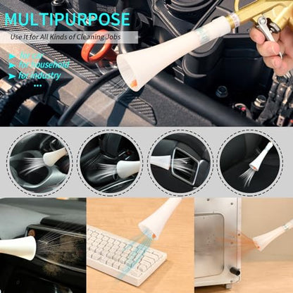 GOCCIDA Air Blow Gun Car Detailing Interior Car Cleaning Gun Car Dryer Air Blower for Car Detailing Air Gun Car Dust Cleaner Air Compressor Blower Gun with Nozzle and Auto Detailing Dusting Brush - style: HCL-13gold