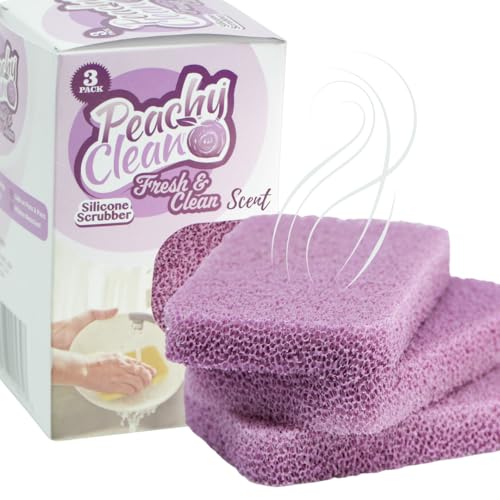 Peachy Clean Silicone Dish Sponge Scrubbers, Fresh & Clean Scent, Non-Scratch, Odor-Resistant, Durable Dish Sponges for Kitchen 3pk - color: Fresh & Clean, size: Pack of 3