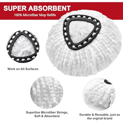 4 Pack Mop Heads Replacements for O-Ceda Easy Wrin Spin System, Microfiber Refills, Easy Cleaning Mop Repalce Head - size: 4 Pack