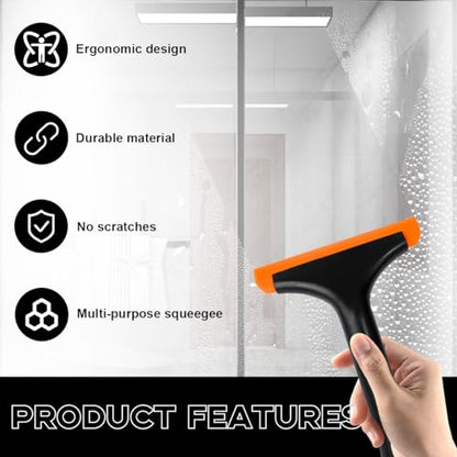 Ohleats Small Silicone Window Squeegee, Auto Windshield Water Blade Scraper, All-Purpose Water Squeegee Wiper for Mirror Home Cleaning, Car Accessories (Black) - color: Black