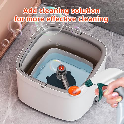 Spin Mop and Bucket Set with Self Separation Dirty and Clean Water System, Self Wringing 360° Rotating Square Mop Head for Home Floors Cleaning (1.0 Mop and Bucket Set (8 Pads)) - size: 1.0 Mop and Bucket Set (8 pads)