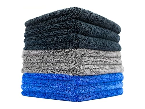 The Rag Company - Drying Towels for Car Detailing - Premium Microfiber Cloth Perfect for a Streak-Free Finish - Spectrum 420 Dark Pack - 420 GSM, 16" x 16" (9-Pack)