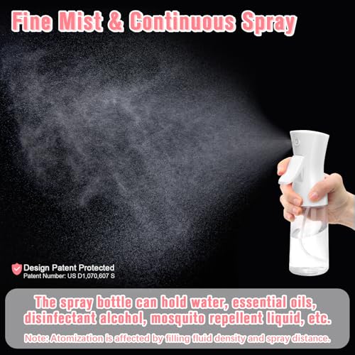 Continuous Spray Bottle,Hair Spray Bottle,Plants Water Spray Mist Bottle,Ultra-Fine Spray Bottle for Hair,Skincare, Plant Care, Pet Grooming, Cleaning(White) - color: White-1 Pc, size: 6.8 Ounces