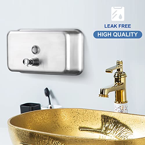 Commercial Wall Mount Stainless Steel Soap Dispenser, Rust-Proof Lining Liquid Hand Sanitizer Dispenser Bathroom 1100 ml / 37 oz. (Horizontal) - size: Horizontal