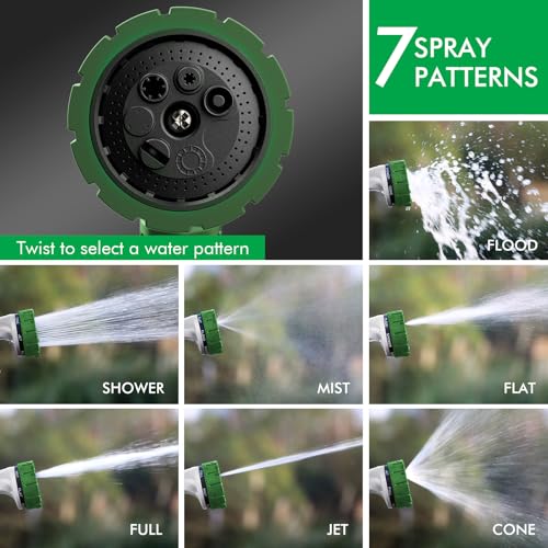 RESTMO Heavy Duty Hose Nozzle, Metal Garden Water Hose Sprayer with 7 Watering Patterns, Thumb Control, On Off Valve, High Pressure Nozzle Sprayer for Watering Plants, Car and Pet Washing, Green - color: Green