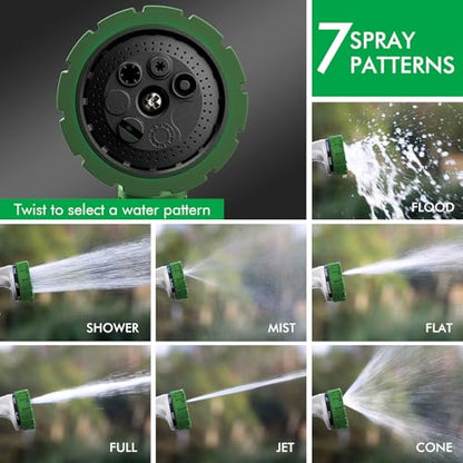 RESTMO Heavy Duty Hose Nozzle, Metal Garden Water Hose Sprayer with 7 Watering Patterns, Thumb Control, On Off Valve, High Pressure Nozzle Sprayer for Watering Plants, Car and Pet Washing, Green - color: Green