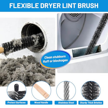 Dryer Vent Cleaner Kit, Universal Vacuum Hose Attachment Fits All Vacuums Cleaner, Dryer Lint Brush and Vacuum Hose Attachment with Universal Connector, Quickly clean the fluff