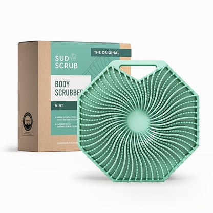 Sud Scrub® Antimicrobial Silicone Body Scrubber, Exfoliating Body Brush for Sensitive Skin, Antibacterial Shower Scrubber for Body, Bathroom Essentials for Men & Women, Mint - color: Mint