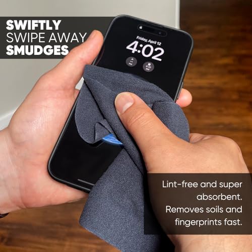 Premium Lens Glasses Cleaning Cloth by Microfiber Wholesale | Black | 6”x6” | 10pk | Soft Microfiber Suede | Travel Size Reusable | No Lint Scratch-Free Durable | Lenses Glasses Phones - color: Black
