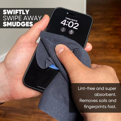 Premium Lens Glasses Cleaning Cloth by Microfiber Wholesale | Black | 6”x6” | 10pk | Soft Microfiber Suede | Travel Size Reusable | No Lint Scratch-Free Durable | Lenses Glasses Phones - color: Black