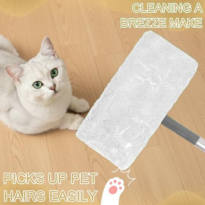 2 Pack Reusable Microfiber Mop Pads - Dry Sweeping Cloths & Wet Mopping Cloths - Washable Wet Pads Refill for Mopping Floors (Mop is not Included), White - color: White 2-pack