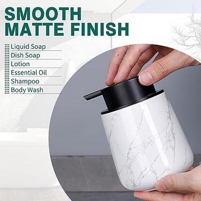 Bosilunlife Hand Soap Dispenser - Marble Lotion Dispenser 12Oz Ceramic Soap Dispenser Bathroom Refillable Liquid Pump Dispenser for Bathroom Kitchen Dispenser for Dish Soap with Easy-to-Press Pump - color: Marble