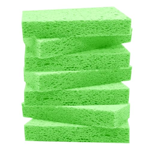 Large Cellulose Sponges, Kitchen Sponge for Dish, Thick Heavy Duty Scrub Pads, Non-Scratch Scrubber for Household/Cookware/Bathroom/Office/Boat 5.5" x 3" x 1" (7 Pack) Green - color: Green