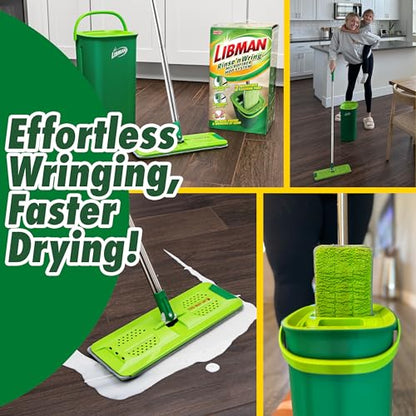 Libman Rinse 'n Wring Mop and Bucket System, Microfiber Dry Wet Mop for Floor Cleaning, Hardwood, Laminate, Tile Cleaner, Dual Chamber Bucket Design, 2 Total Refill Replacement Head Pads - style: 2 Pads
