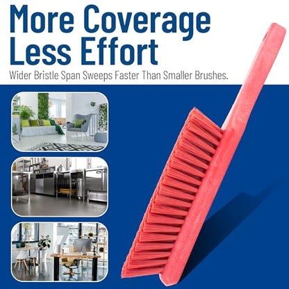 SPARTA Handheld Soft Counter Brush 8 Inch Bristle Span, Multi-Use Dust Brush with 5 Inch Handle for Tables, Countertops, and Delicate Surfaces, Polyester, Red - color: Red