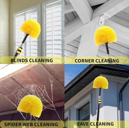 3 Pack Screw on Webster Cobweb Duster Head for Pole,Spider Web Remover Brush, Cobweb Duster Head Attachment,Fits Standard 3/4 inch Threaded Poles (3, Yellow) - color: Yellow