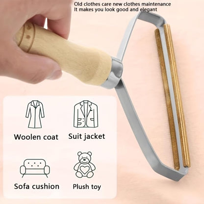 1pc Portable Manual Lint Remover - Double-Sided Fabric Shaver for Pet Hair, Clothes, Sofa & Carpet Cleaning (Brown) - color: Brown