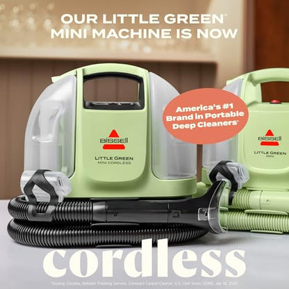 BISSELL Little Green Mini Cordless Portable Carpet and Upholstery Deep Cleaner, Car/Auto Detailer, with HydroRinse Self-Cleaning Tool and 4" Tough Stain Tool, 4015 - style: Little Green Mini Cordless