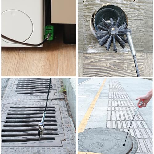 2-in-1 Drain Cleaning Tool Kit, 35" Flexible Plumbing Snake Grabber Tool with Strong 4-Claw & Drain Weasel Hair Remover