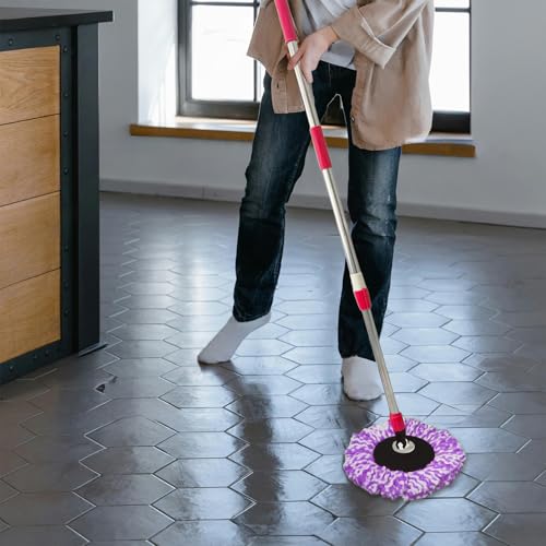 Spin Mop Replacement Handle 360 Degree Spin Mop Pole Handle Replacement Rotating Telescopic Stick for Mop Head, Ideal for Home and Household Cleaning - color: Red, style: Plastic Disc