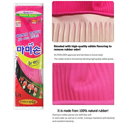 Mamison Quality Kitchen Rubber Gloves New Band Series (1 Pairs, Large). Cleaning Non-Slip Reusable Rubber Gloves. Home and Kitchen Washing, Made in Korea - size: Large