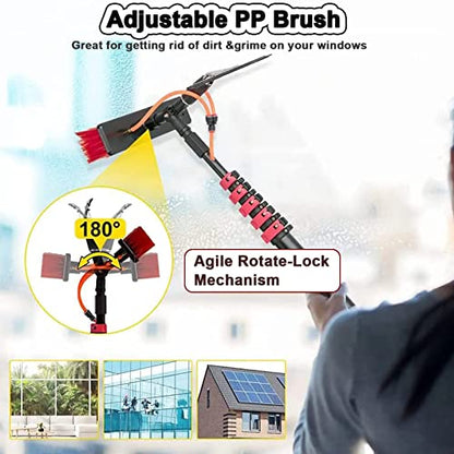 Water Fed Pole Kit, 12-39ft Adjustable Window Cleaning Pole with Squeegee, 180° Rotatable Brush Head Telescopic Cleaning Brush Outdoor Glass Solar Panel,39FT/12M - color: 10.8m, size: 39FT/12M