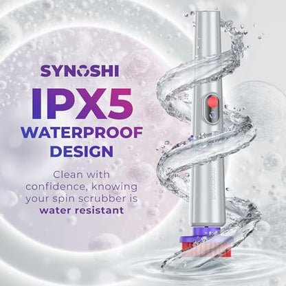 SYNOSHI PRO Electric Spin Scrubber, Cordless Cleaning Brush Bathroom Scrubber. Waterproof Shower Cleaner Brush with Adjustable Angles, 2 Speed, 180Min Work Time for Floor, Bathtub, Kitchen, Car, Tub