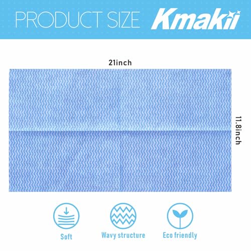 KMAKII Handi Wipe Reusable Cloths - Multi-Purpose Disposable Dish Cloths and Towels, Ultra Absorbent, Fast-Dry, Durable Cleaning Wipes for Kitchen and Home, Blue, 11.8 x 21 inches, Pack of 80 - color: Blue