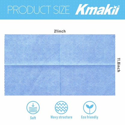 KMAKII Handi Wipe Reusable Cloths - Multi-Purpose Disposable Dish Cloths and Towels, Ultra Absorbent, Fast-Dry, Durable Cleaning Wipes for Kitchen and Home, Blue, 11.8 x 21 inches, Pack of 80 - color: Blue