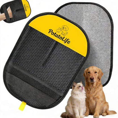PotatoLife Pet Hair Removal Mitt, Upgraded Reusable Electrostatic Washable Fur Remover for Dogs Cats, Grooming Mitt for Couch, Sofa, Furniture, Carpet, Clothing and Car Seat, Small, 1PCS - size: Small