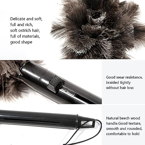 Retractable Ostrich Feather Duster for Cleaning, 15 Inch Fluffy and Natural Feather Duster with Retractable Handle， Reusable Eco-Friendly Handheld Cleaning Supplies(5PCS) - color: Model-15”-brown-5 Pieces