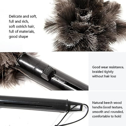Retractable Ostrich Feather Duster for Cleaning, 15 Inch Fluffy and Natural Feather Duster with Retractable Handle， Reusable Eco-Friendly Handheld Cleaning Supplies(5PCS) - color: Model-15”-brown-5 Pieces