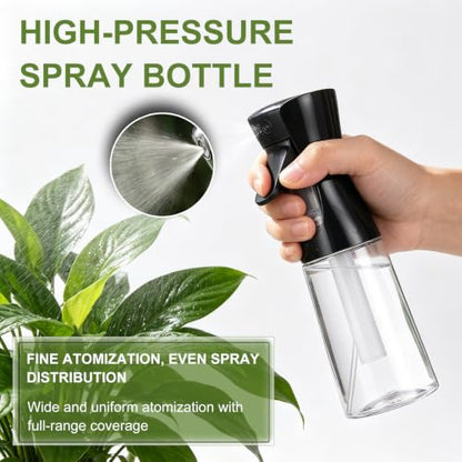 3PCS Spray Bottles,Continuous Water Spray Bottle for Hair,Cleaning,Plants,Office,Portable Spray Mist Bottle,Black(200ml+300ml+500ml)