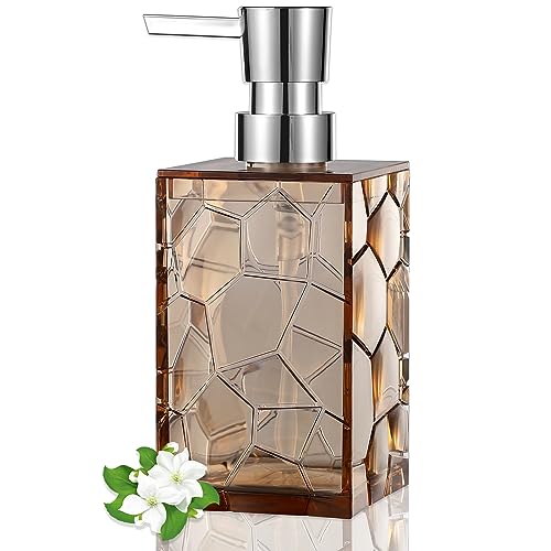 Hand Soap Dispenser, Clear Acrylic Plastic Liquid Pump Bottles Refillable Lotion Dispenser for Bathroom Decor Kitchen College Dorm, Light Brown - color: Clear Light Brown, size: 1 Pack