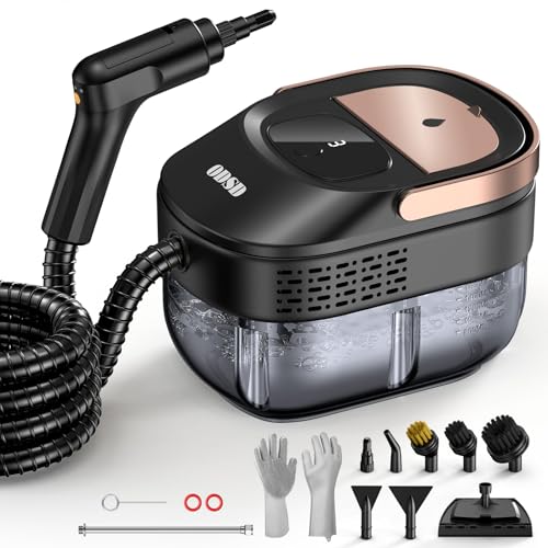 ODSD Steam Cleaner for Home & Car, 3-Level Adjustable Steamer for Cleaning, 15s Heat-Up & 1.6L Large Tank, Handheld Steam Cleaner for Car Detailing, Home, Tile, Grout,Furniture with 15pcs Accessories