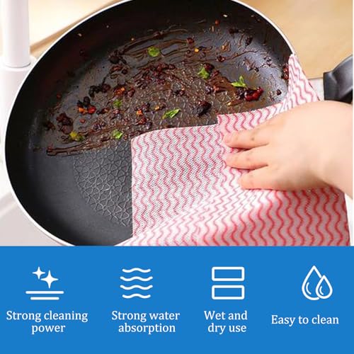 Disposable Cleaning Towels Disposable Dish Cloths, Reusable Towel Cleaning Wipes for Kitchen, Bathroom, Household, 50 Pack Red - color: Red