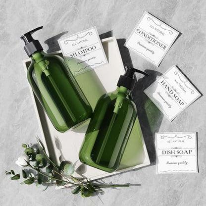 Kzeirm Green Soap Dispenser, Dish & Hand Soap Dispenser Set for Bathroom & Kitchen, Refillable Pump Bottle Dispenser, Plastic Empty Soap and Lotion Dispenser for Liquid, 2 Pcs - color: Green