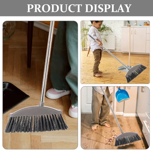 Cabilock 2pcs Hard Floor Broom Handle Heavy Duty Garage Broom for Home Cleaning - color: Dark Grey