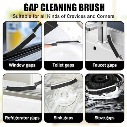 2 PCS Cleaning Gap Brush Set Narrow Crevice Scrub Brush with Stiff Bristles Handle Detail Cleaning Brushes for Home,Black - color: Black