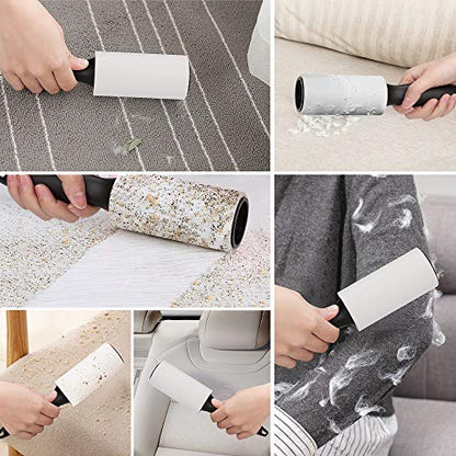 Lint Roller for Pet Hair - 480 Sheets, 4 Handles & 8 Refills, Easy-Peel Diagonal Cut, Strong Adhesive for Clothes, Furniture, Car, Dog & Cat Hair Remover