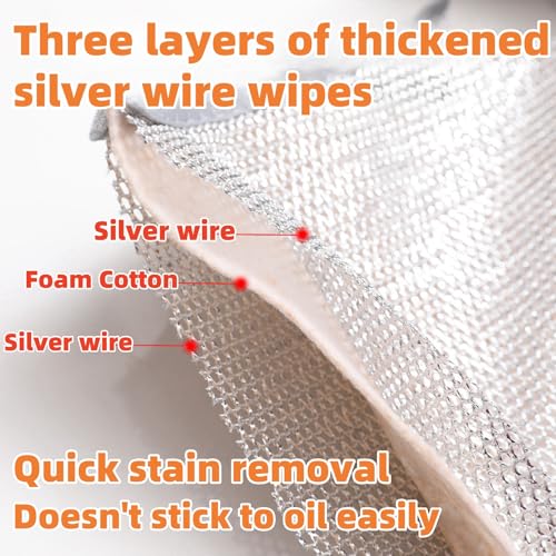 Multifunctional Non-Scratch Wire Dishcloth,2025 New Steel Wire Dish Towel for Wet and Dry Wire Dishcloth for Dishes Sinks Counters Tops of Stoves(5pcs)