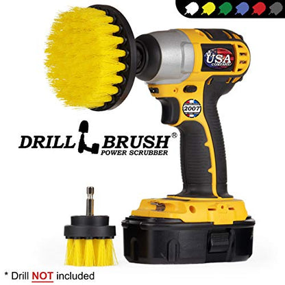 Drill Brush – Drill Brush Kit – Drill Brushes for Cleaning – Drill Brush Attachment - Drill Brush Set - Bathroom Accessories - Shower Cleaner - Bathtub - Bath Mat - Scrub Brush - Grout Cleaner - color: Yellow
